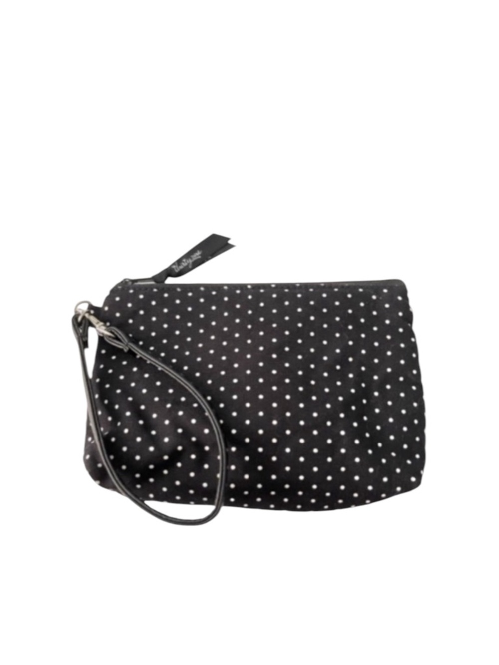 Thirty-one Wristlet Bag with Strap Cotton Padded Parisian Dot Black White Gray